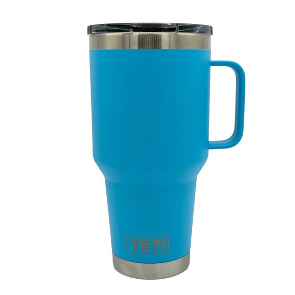 LASER ENGRAVED PERSONALIZATION YETI 30oz. Stronghold Travel Mug in REEF BLUE - Picture 1 of 2